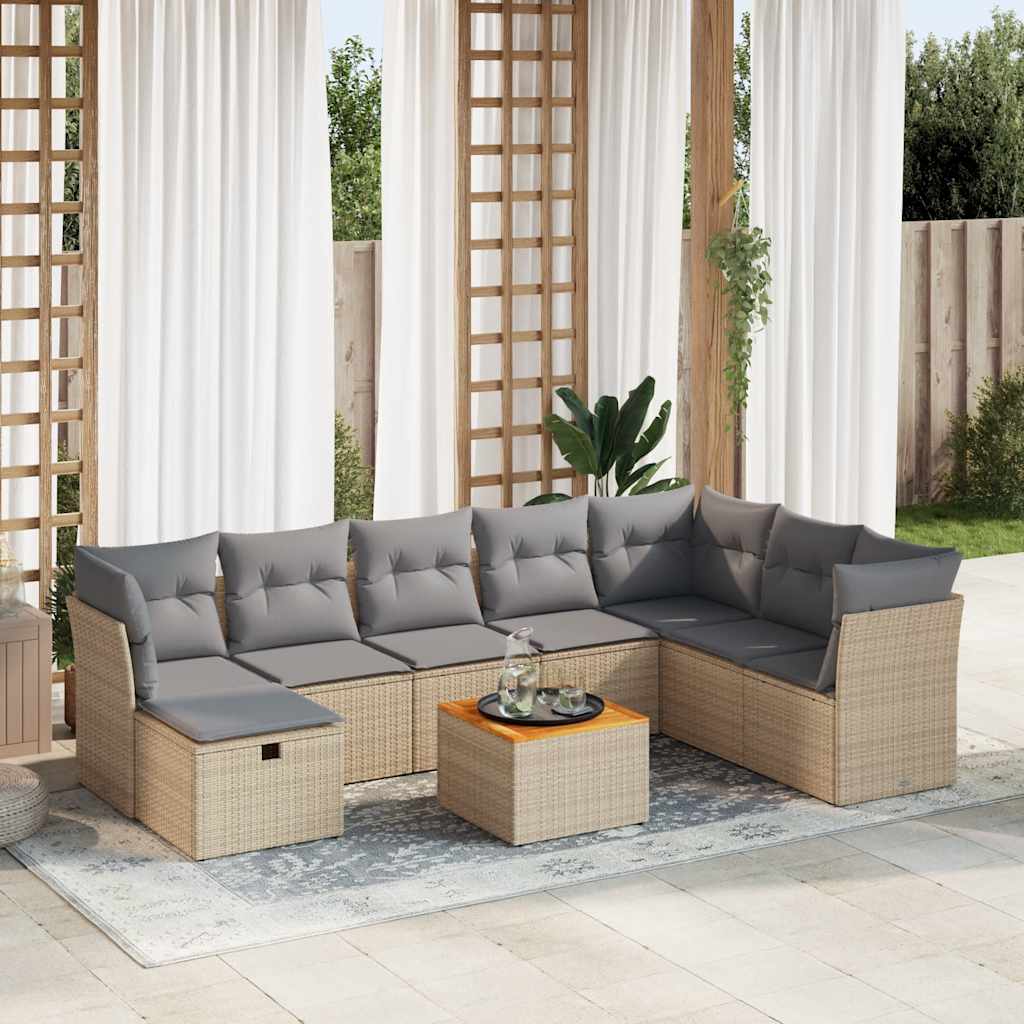 Set De Sofás De Jardín Con Cojines 9 Pzas Ratán Sintético