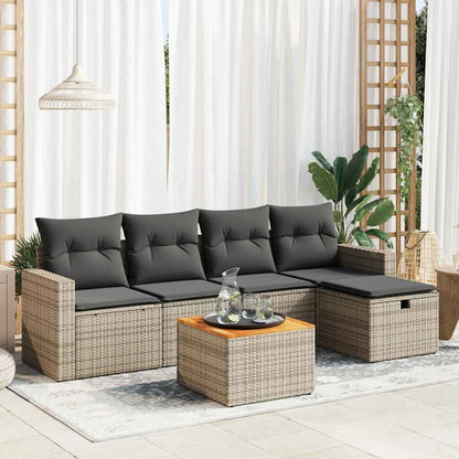 Set De Sofás De Jardín 6 Piezas Y Cojines Ratán Sintético