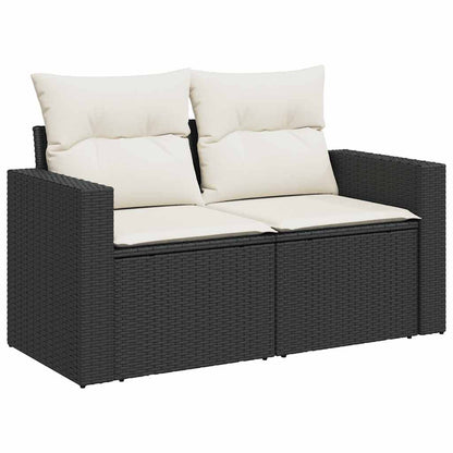Set De Sofás De Jardín 7 Pzas Con Cojines Ratán Sintético Negro