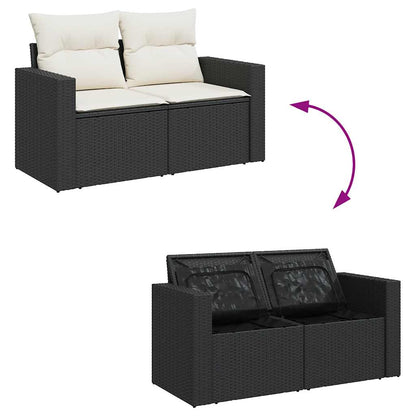 Set De Sofás De Jardín 7 Pzas Con Cojines Ratán Sintético Negro