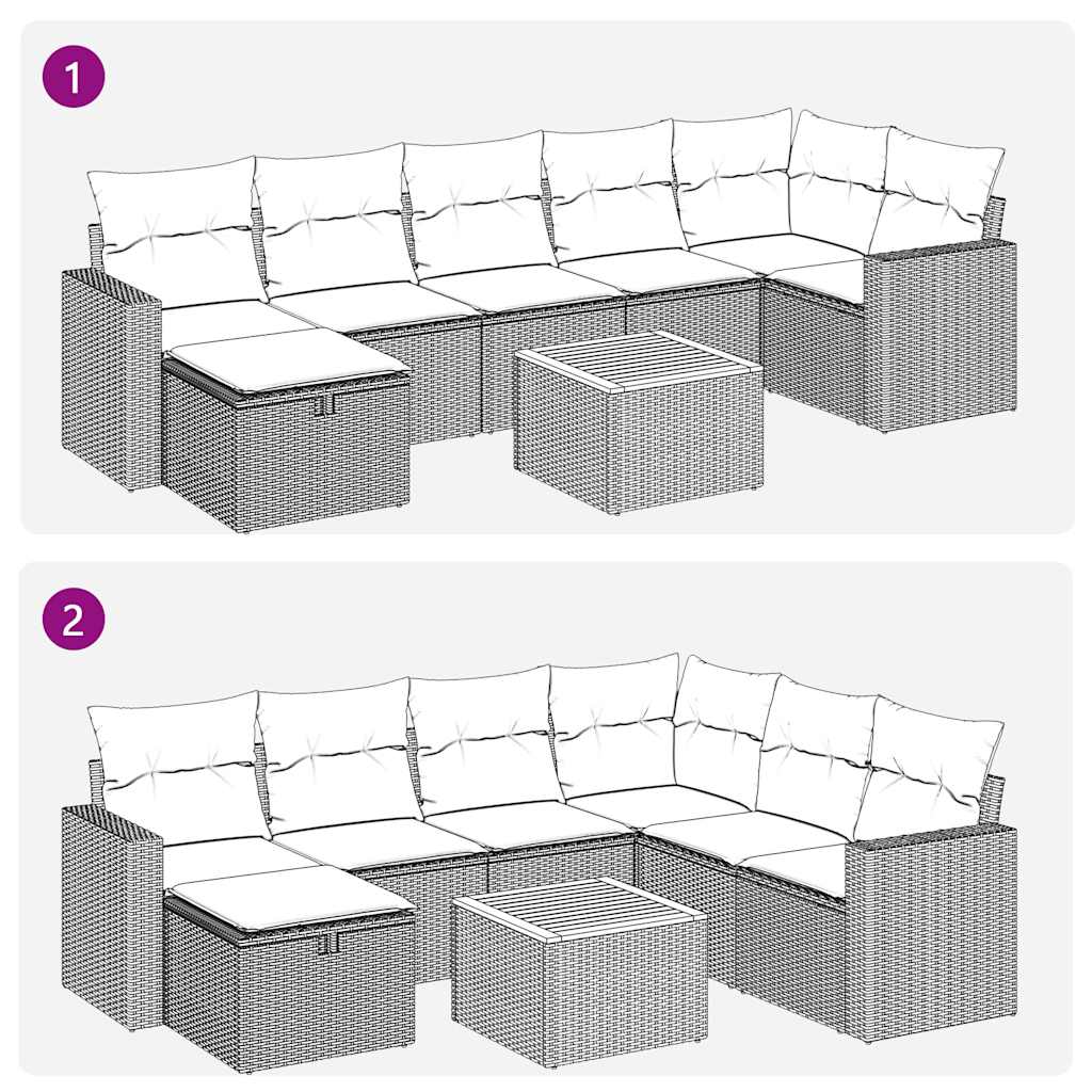 Set De Sofás De Jardín Y Cojines 8 Piezas Ratán Sintético