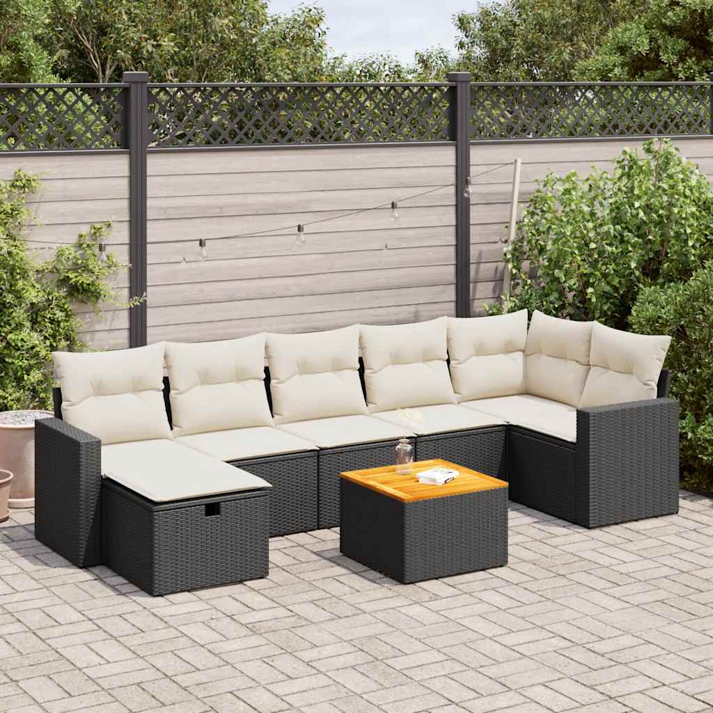 Set De Sofás De Jardín Y Cojines 8 Piezas Ratán Sintético