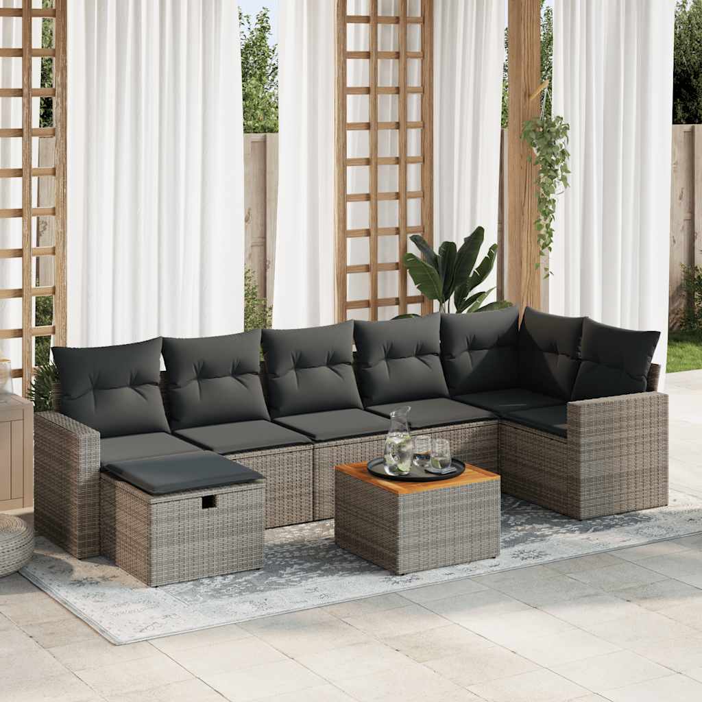 Set De Sofás De Jardín Y Cojines 8 Piezas Ratán Sintético