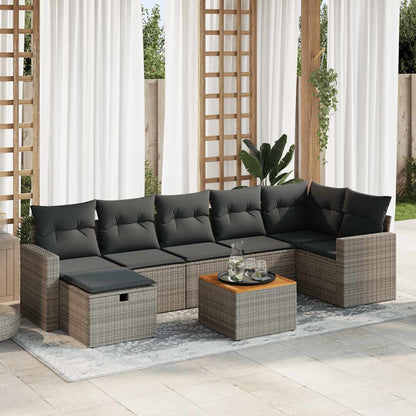 Set De Sofás De Jardín Y Cojines 8 Piezas Ratán Sintético