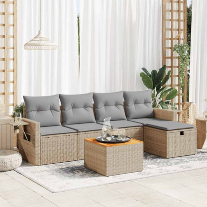 Set De Sofás De Jardín 6 Piezas Y Cojines Ratán Sintético Negro