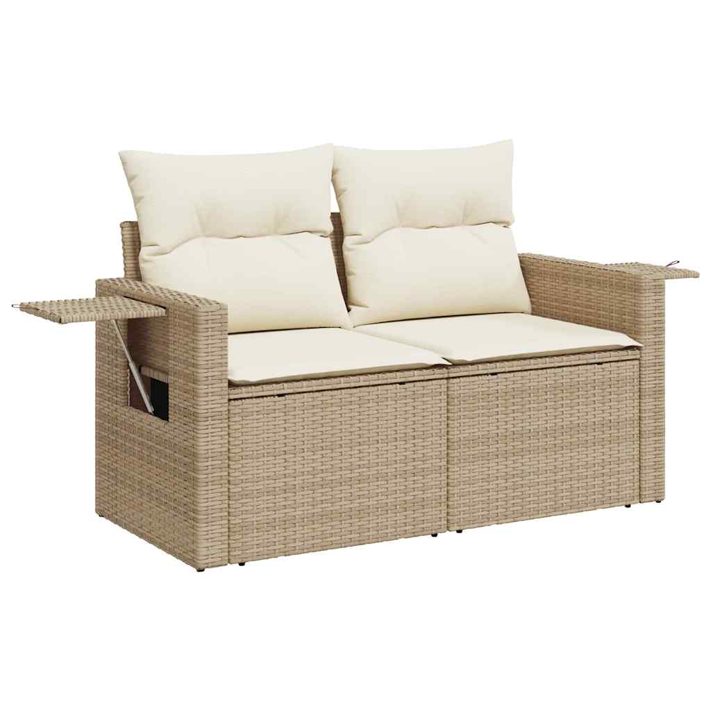 Set Sofás De Jardín 7 Piezas Y Cojines Ratán Sintético Beige