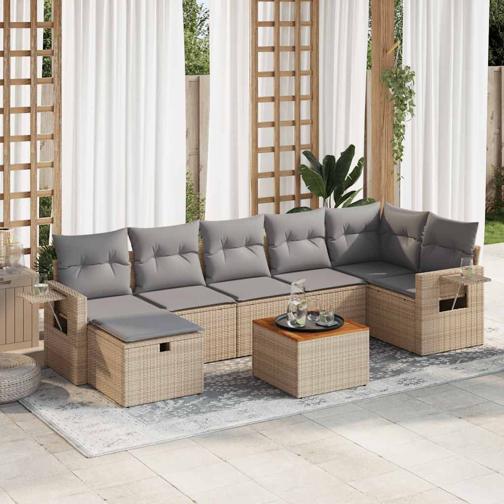Set De Sofás De Jardín Y Cojines 8 Piezas Ratán Sintético Negro