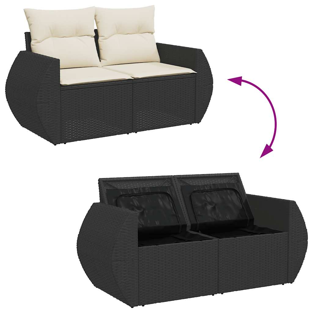 Set De Sofás De Jardín 6 Piezas Y Cojines Ratán Sintético Negro