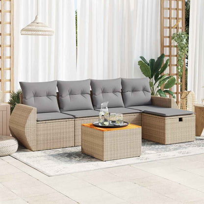 Set De Sofás De Jardín 6 Piezas Y Cojines Ratán Sintético Negro
