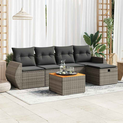Set De Sofás De Jardín 6 Piezas Y Cojines Ratán Sintético Negro