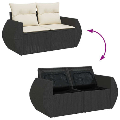 Set De Sofás De Jardín 7 Pzas Con Cojines Ratán Sintético Negro