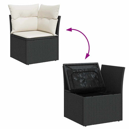 Set De Sofás De Jardín Con Cojines 9 Pzas Ratán Sintético Negro
