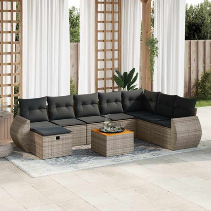 Set De Sofás De Jardín Con Cojines 9 Pzas Ratán Sintético Negro