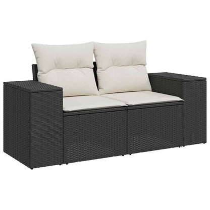 Set De Sofás De Jardín Con Cojines 9 Pzas Ratán Sintético Negro