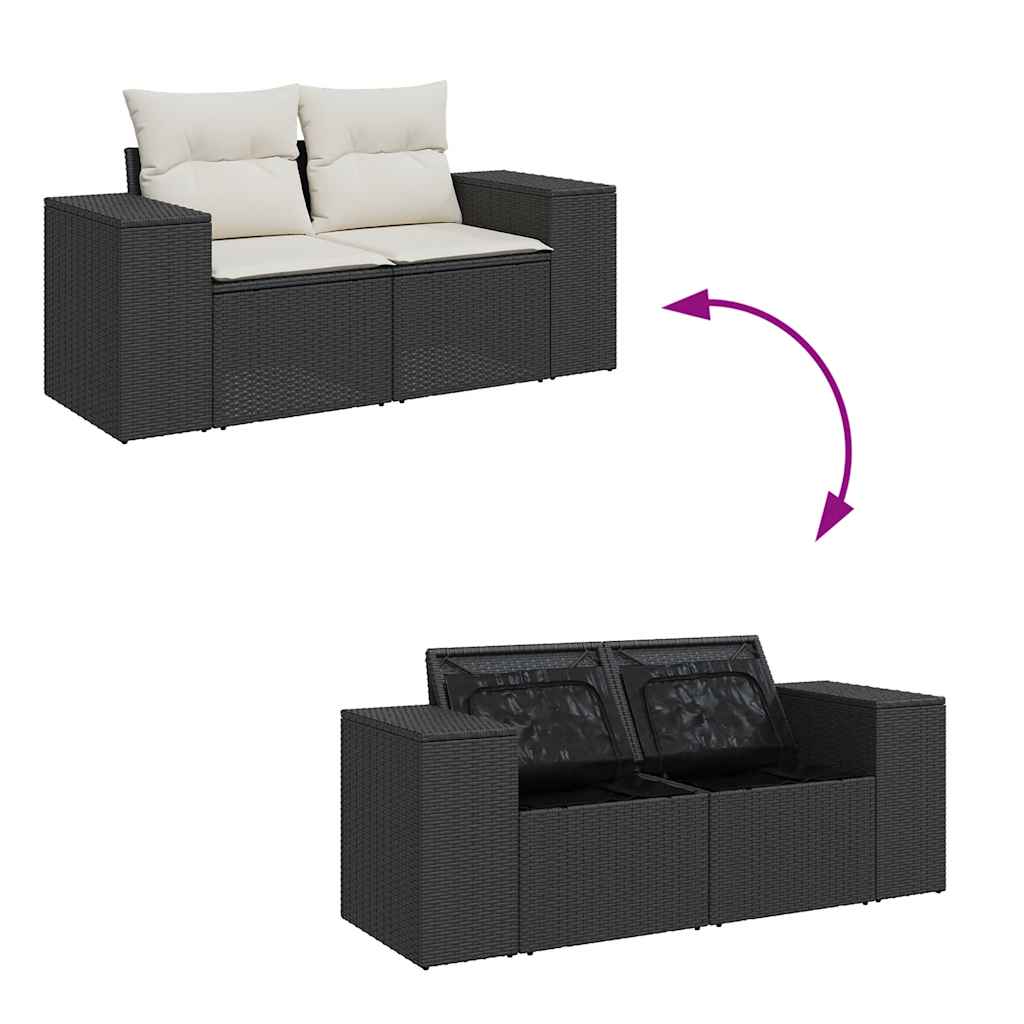 Set De Sofás De Jardín Con Cojines 9 Pzas Ratán Sintético Negro