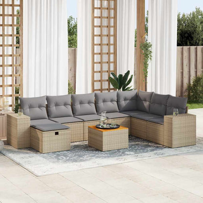 Set De Sofás De Jardín Con Cojines 9 Pzas Ratán Sintético Negro