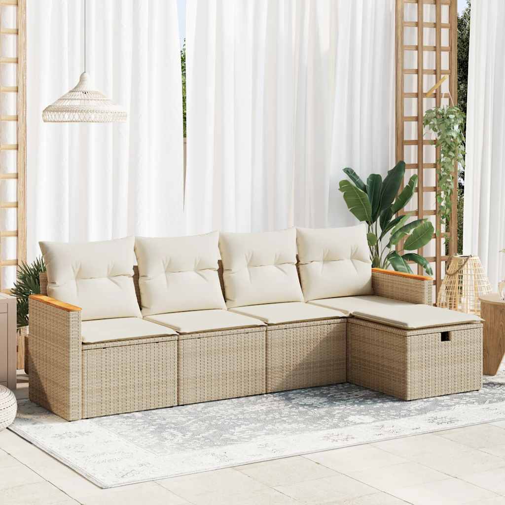 Set De Sofás De Jardín 6 Piezas Y Cojines Ratán Sintético Negro