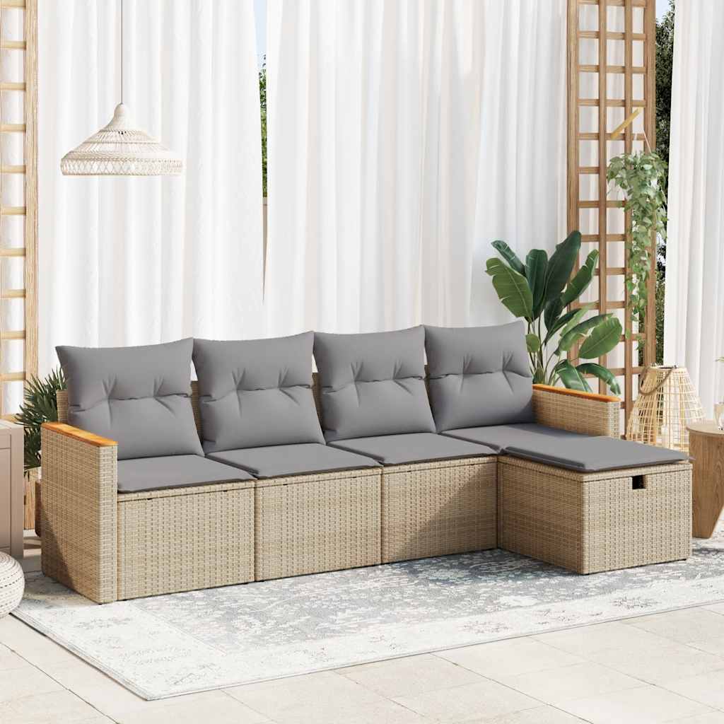 Set De Sofás De Jardín 6 Piezas Y Cojines Ratán Sintético Negro