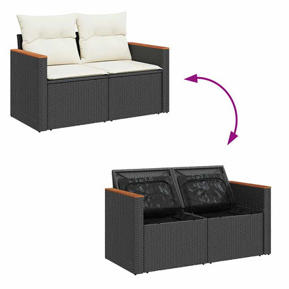 Set De Sofás De Jardín 6 Piezas Y Cojines Ratán Sintético Negro