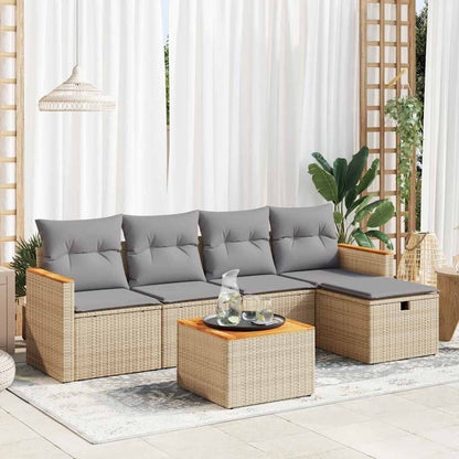 Set De Sofás De Jardín 6 Piezas Y Cojines Ratán Sintético Negro