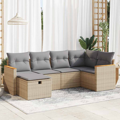 Set De Sofás De Jardín 6 Piezas Y Cojines Ratán Sintético