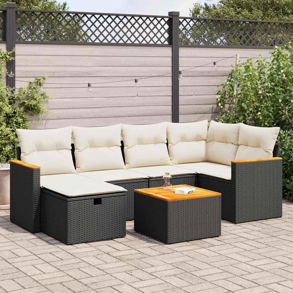 Set De Sofás De Jardín 6 Piezas Y Cojines Ratán Sintético