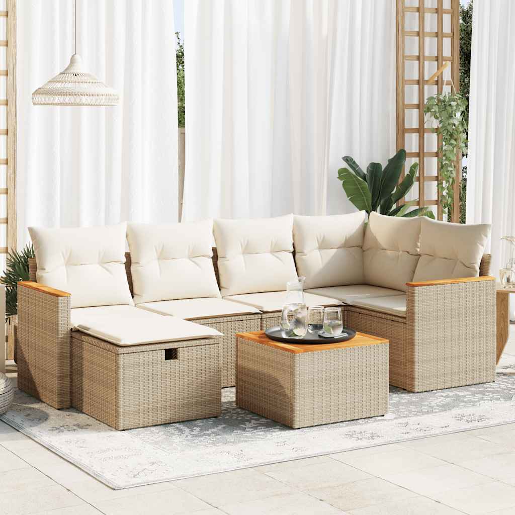 Set De Sofás De Jardín 6 Piezas Y Cojines Ratán Sintético