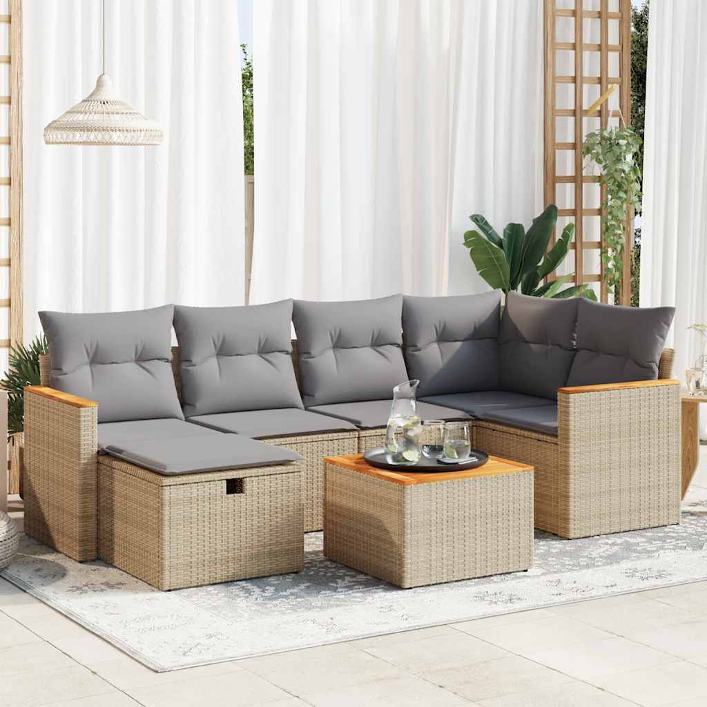Set De Sofás De Jardín 6 Piezas Y Cojines Ratán Sintético