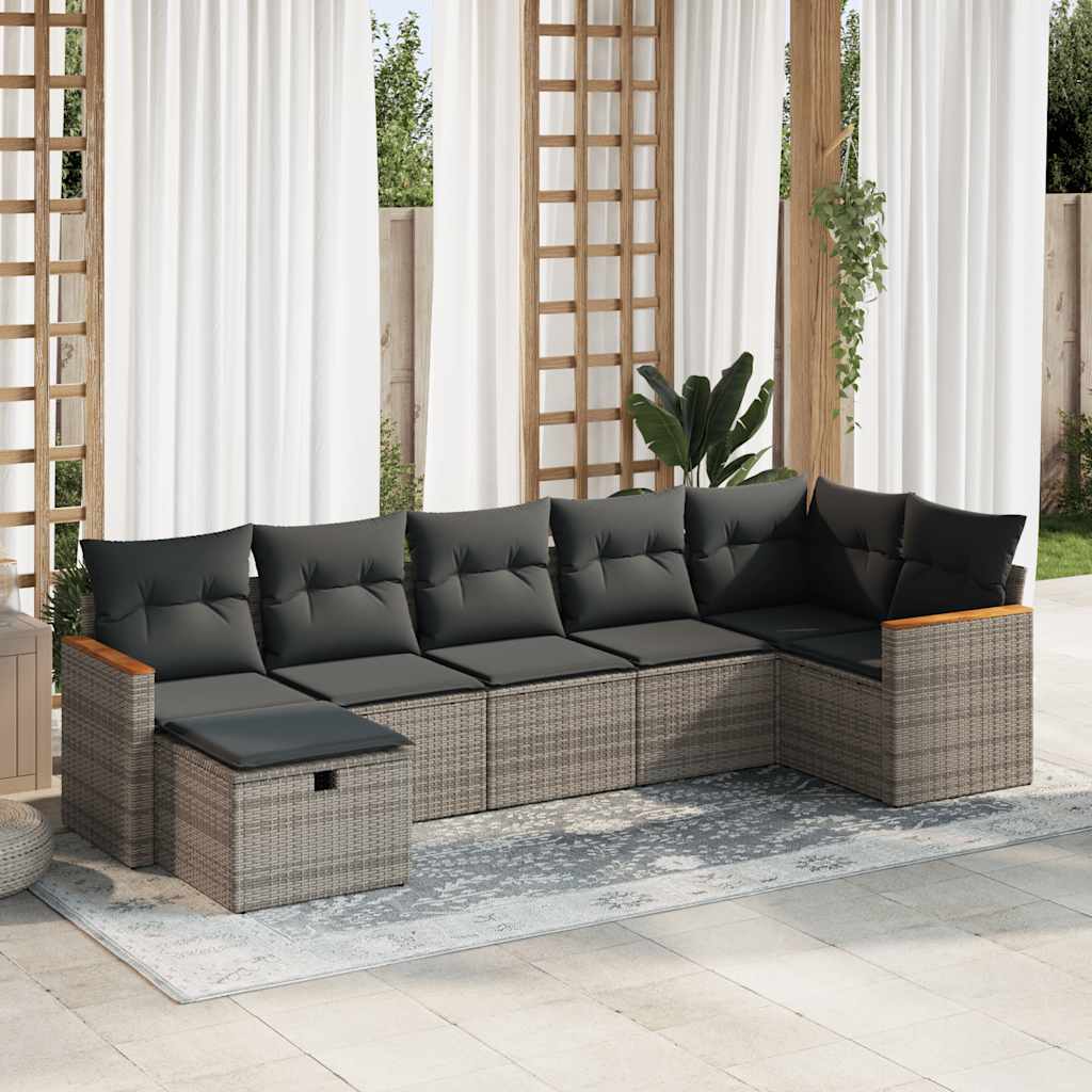 Set De Sofás De Jardín Y Cojines 8 Piezas Ratán Sintético