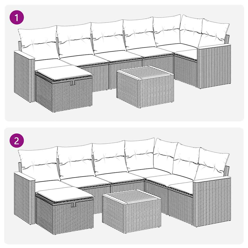 Set De Sofás De Jardín Y Cojines 8 Piezas Ratán Sintético