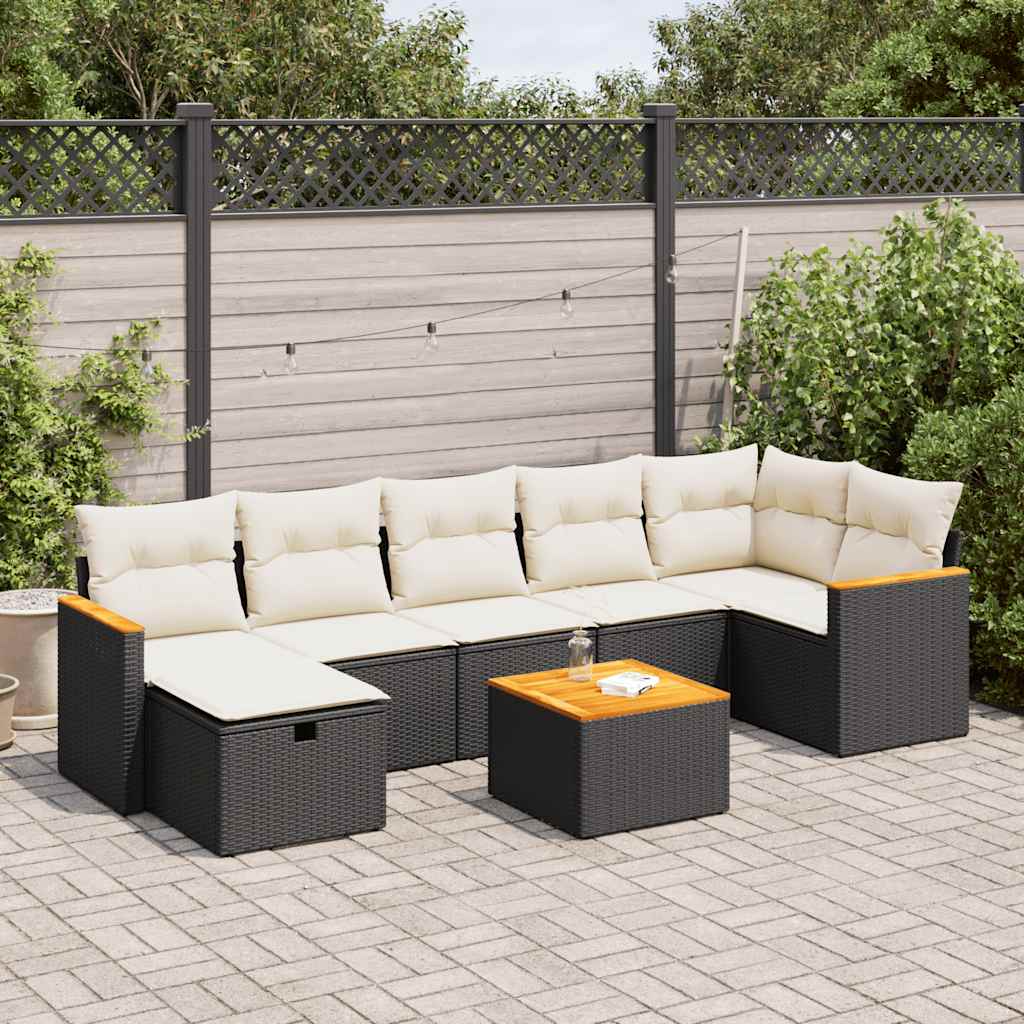 Set De Sofás De Jardín Y Cojines 8 Piezas Ratán Sintético