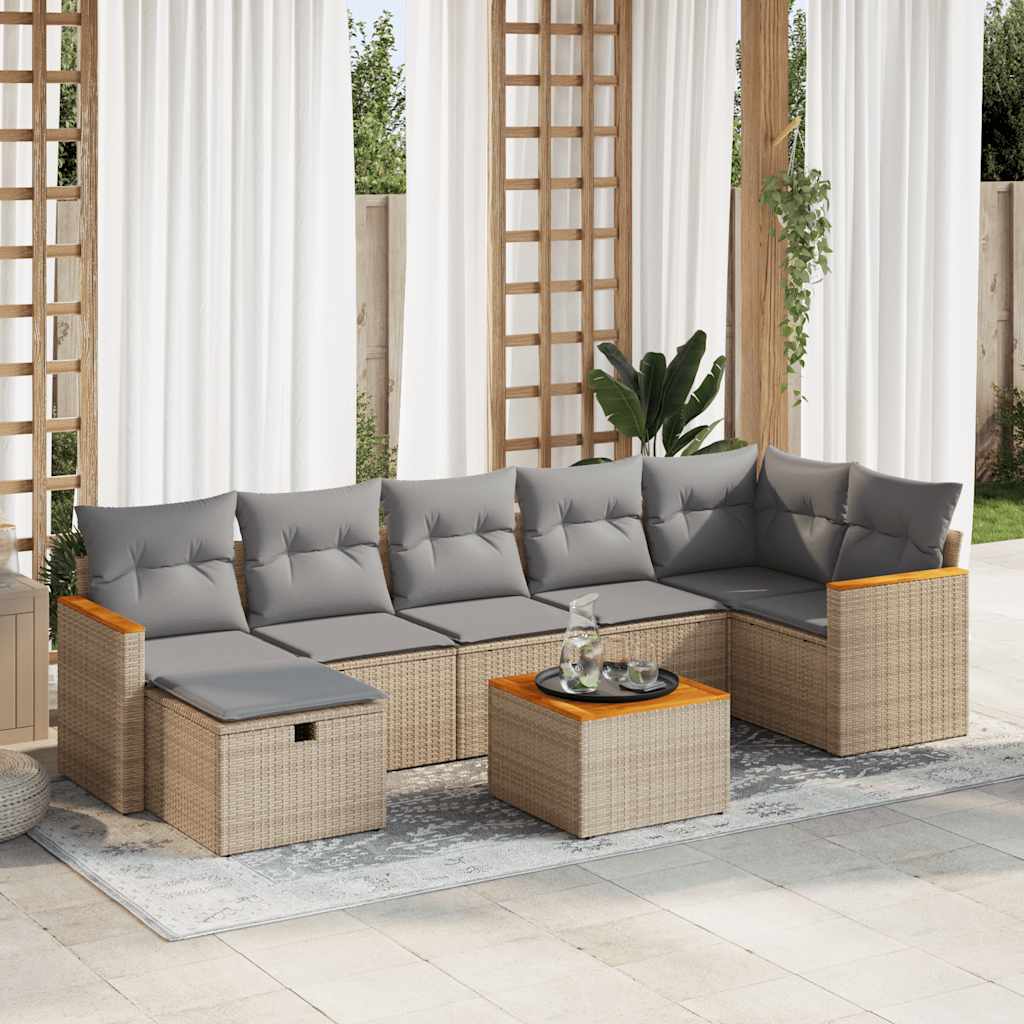 Set De Sofás De Jardín Y Cojines 8 Piezas Ratán Sintético