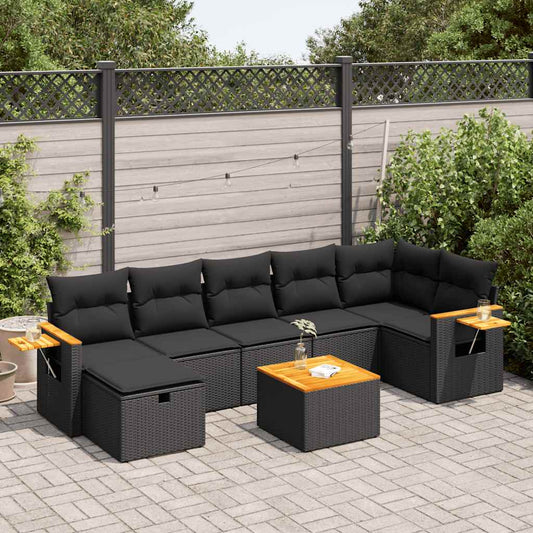 Set De Sofás De Jardín Y Cojines 8 Piezas Ratán Sintético