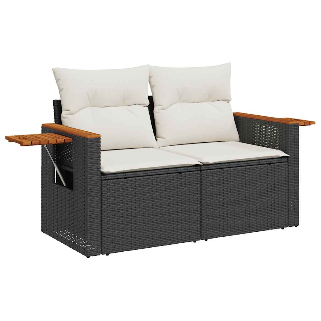 Set De Sofás De Jardín Y Cojines 8 Piezas Ratán Sintético Negro