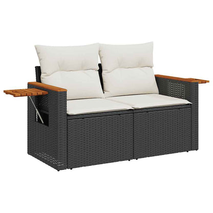Set De Sofás De Jardín Y Cojines 8 Piezas Ratán Sintético Negro