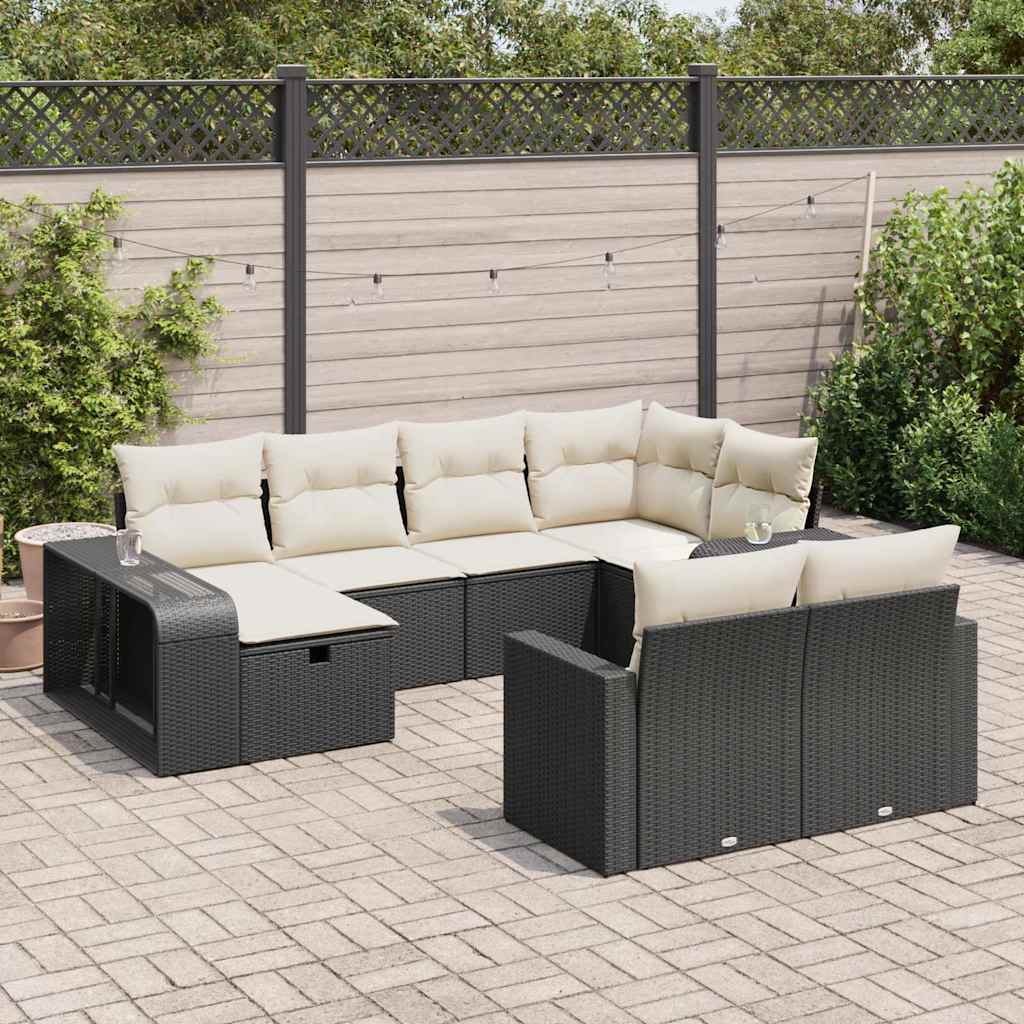 Set De Sofás De Jardín 11Pzas Con Cojines Ratán Sintético Beige