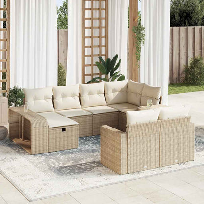 Set De Sofás De Jardín 11Pzas Con Cojines Ratán Sintético Beige