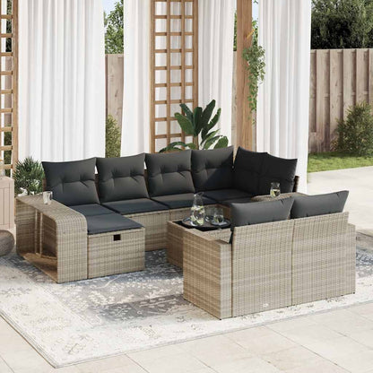 Set De Sofás De Jardín 11Pzas Con Cojines Ratán Sintético Beige