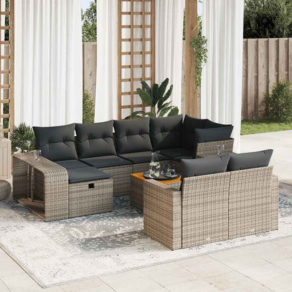 Set De Sofás De Jardín 11Pzas Con Cojines Ratán Sintético Beige