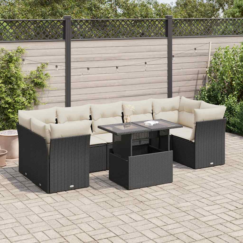 Set Sofás De Jardín 8 Piezas Y Cojines Ratán Sintético Marrón