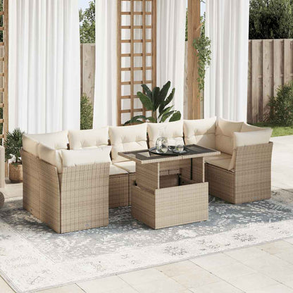 Set Sofás De Jardín 8 Piezas Y Cojines Ratán Sintético Marrón