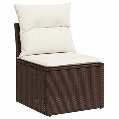 Set Sofás De Jardín 8 Piezas Y Cojines Ratán Sintético Marrón