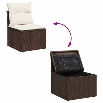 Set Sofás De Jardín 8 Piezas Y Cojines Ratán Sintético Marrón