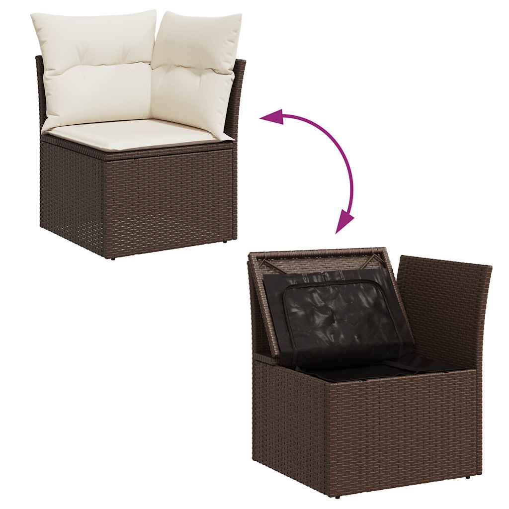 Set Sofás De Jardín 8 Piezas Y Cojines Ratán Sintético Marrón