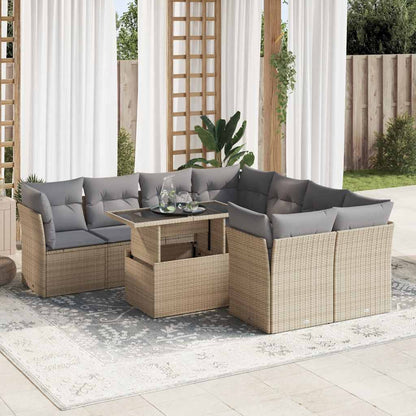 Set De Sofás De Jardín Con Cojines 9 Pzas Ratán Sintético