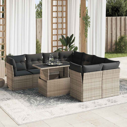 Set De Sofás De Jardín Con Cojines 9 Pzas Ratán Sintético