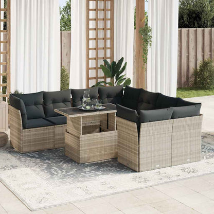 Set De Sofás De Jardín Con Cojines 9 Pzas Ratán Sintético