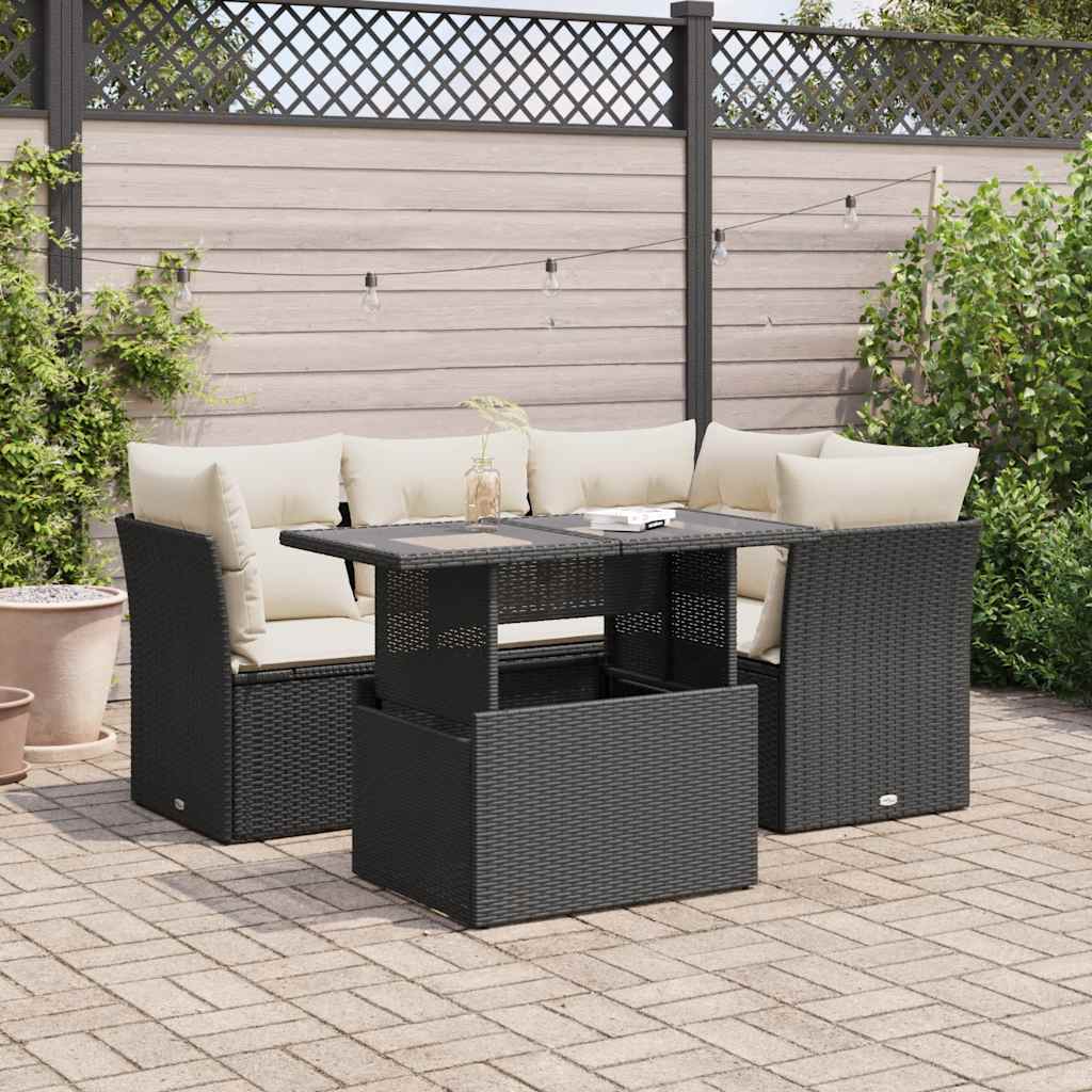 Set De Sofás Jardín Y Cojines 5 Pzas Ratán Sintético
