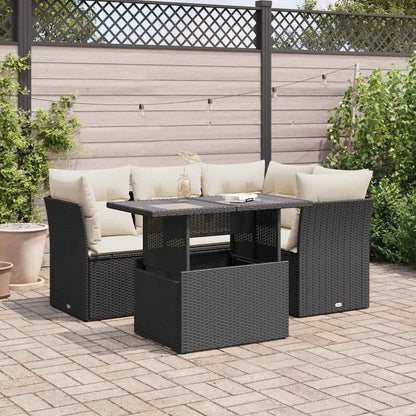 Set De Sofás Jardín Y Cojines 5 Pzas Ratán Sintético