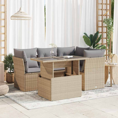 Set De Sofás Jardín Y Cojines 5 Pzas Ratán Sintético